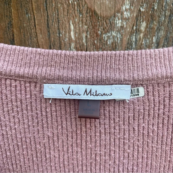 VILA MILANO Women’s Dusty Pink V Neck Sweater Vest Knit Size Large - Picture 3 of 8